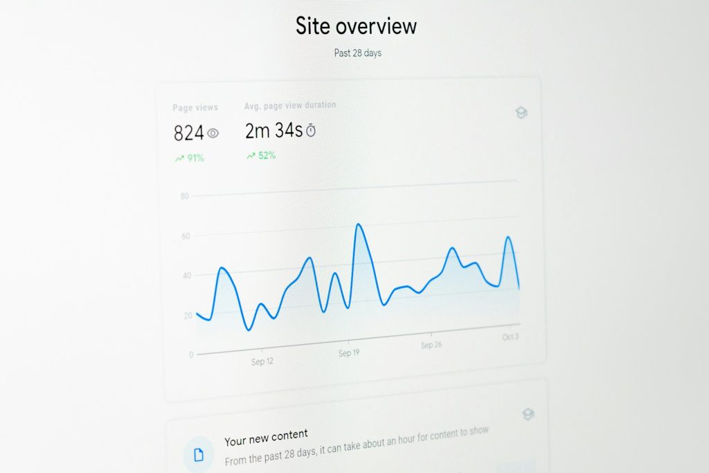 computer screen displaying website analytics