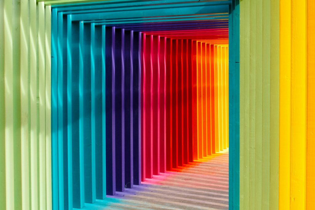 a hallway of colors