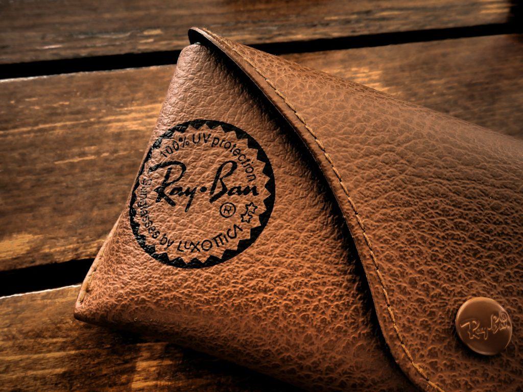 a leather Ray-Ban glasses case displays effective brand identity