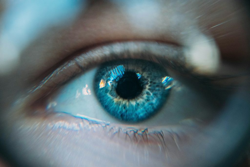 close-up of a blue eye