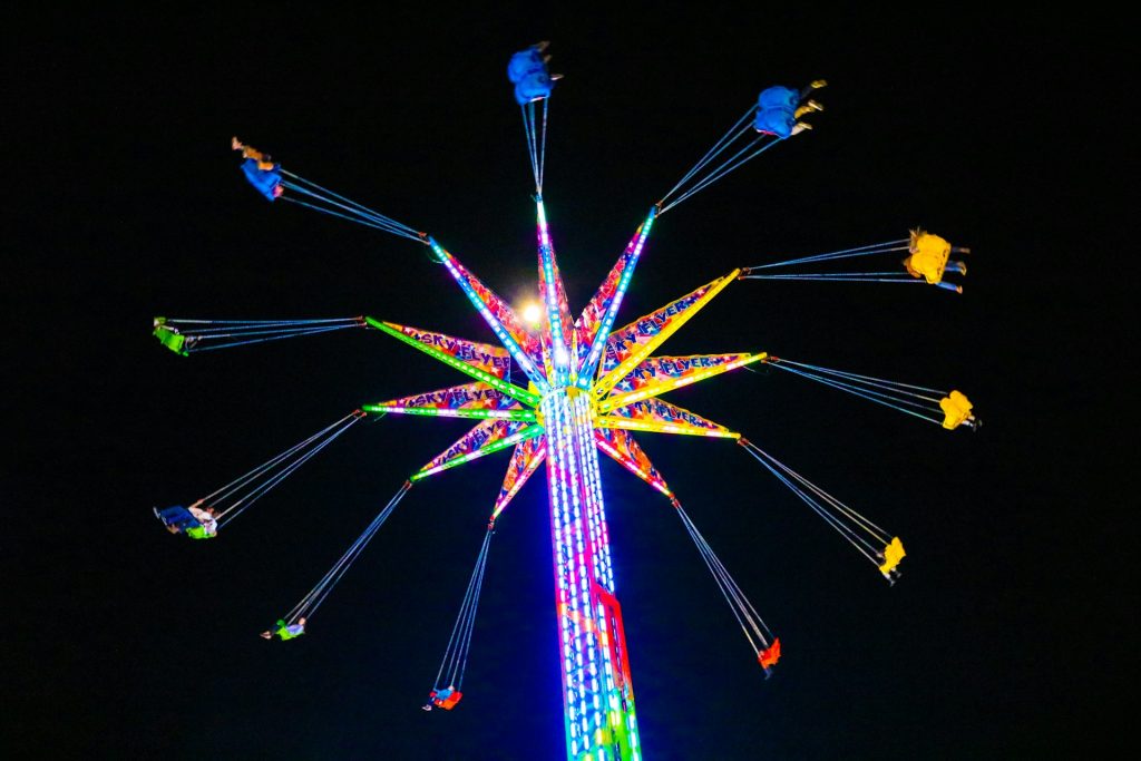 a state fair carousel at night