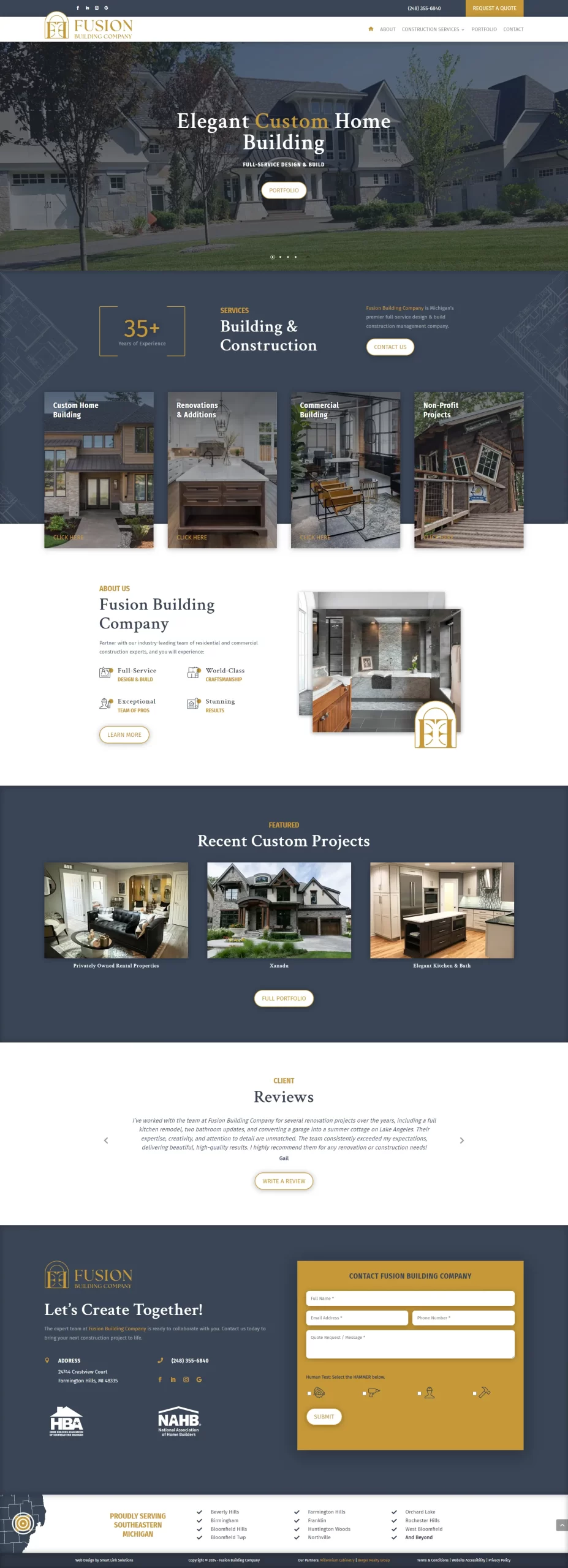 Fusion Building Company Homepage Screenshot